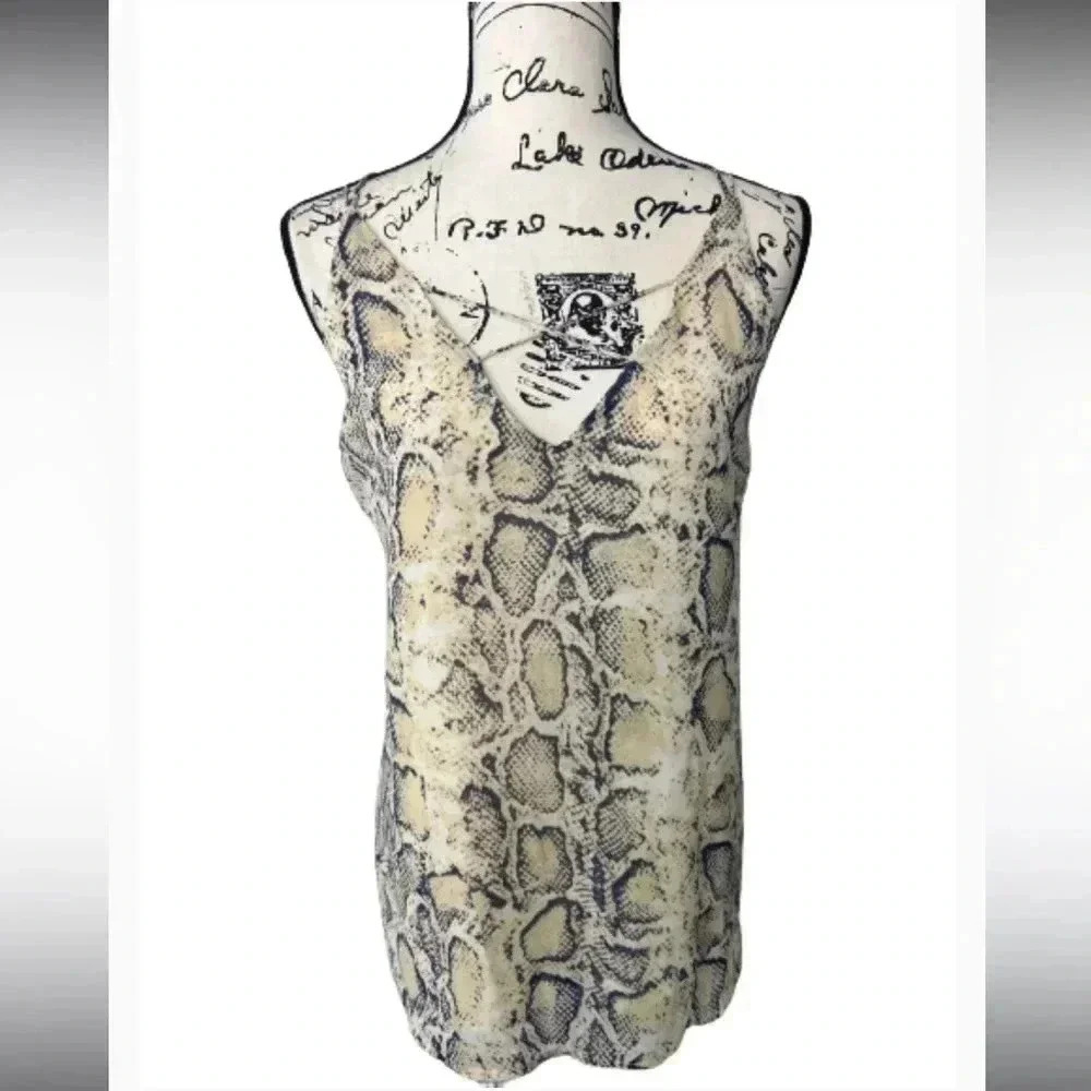 DAVI & DANI SNAKE PRINT CAMISOLE BLOUSE SLEEVELESS TAN ANS BLACK  SIZE LARGE NWT